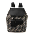 Dior Oblique Jacquard Grained Calfskin Drawstring Saddle Backpack Beige Black