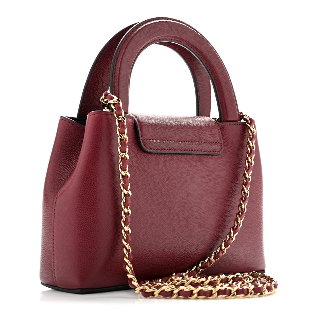 Chanel Caviar Nano Kelly Shopper Burgundy
