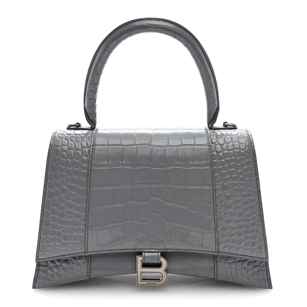 Balenciaga Medium Hourglass Top Handle Bag Grey front view