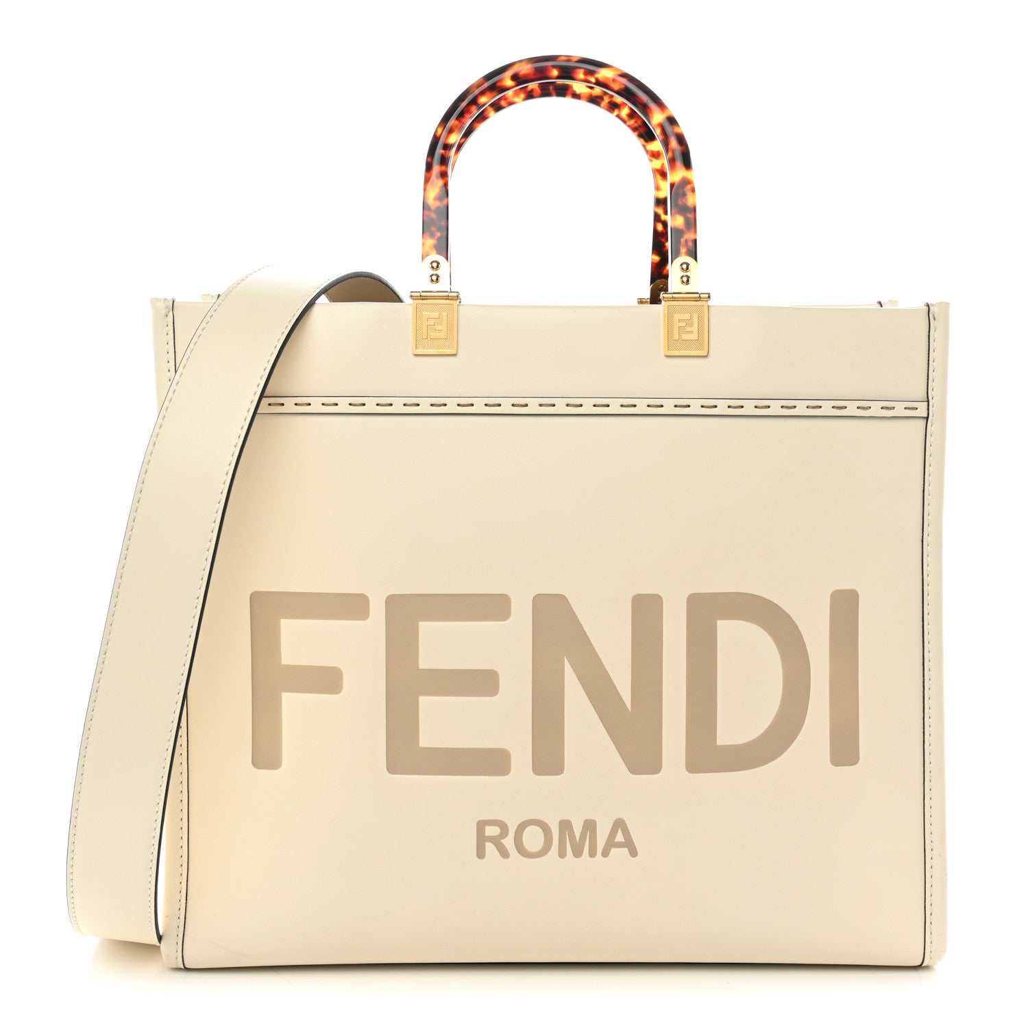 Fendi Vitello King Plexiglass Medium Fendi Sunshine Shopper Tote White Ice