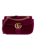 Gucci Velvet Matelasse Medium GG Marmont Shoulder Bag Fuchsia Violet Cyclamen