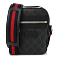 Gucci GG Supreme Monogram Appia Calfskin Web Small Camera Messenger Bag Black Grey