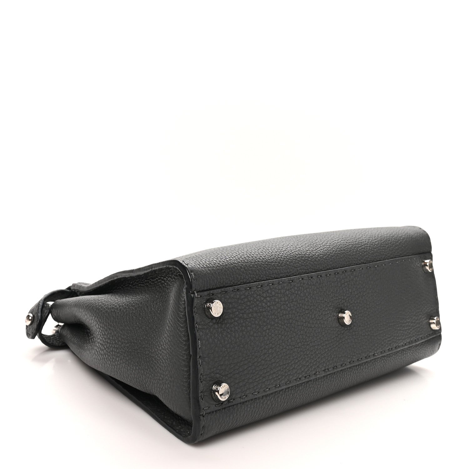 Fendi Cuoio Romano Selleria Bi-Color Medium Peekaboo Iconic Satchel Asfalto Latte