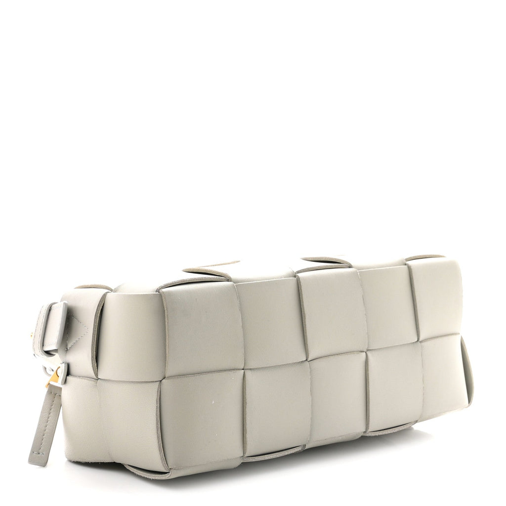 Bottega Veneta Lambskin Maxi Intrecciato Small Brick Cassette Bag Agate Grey